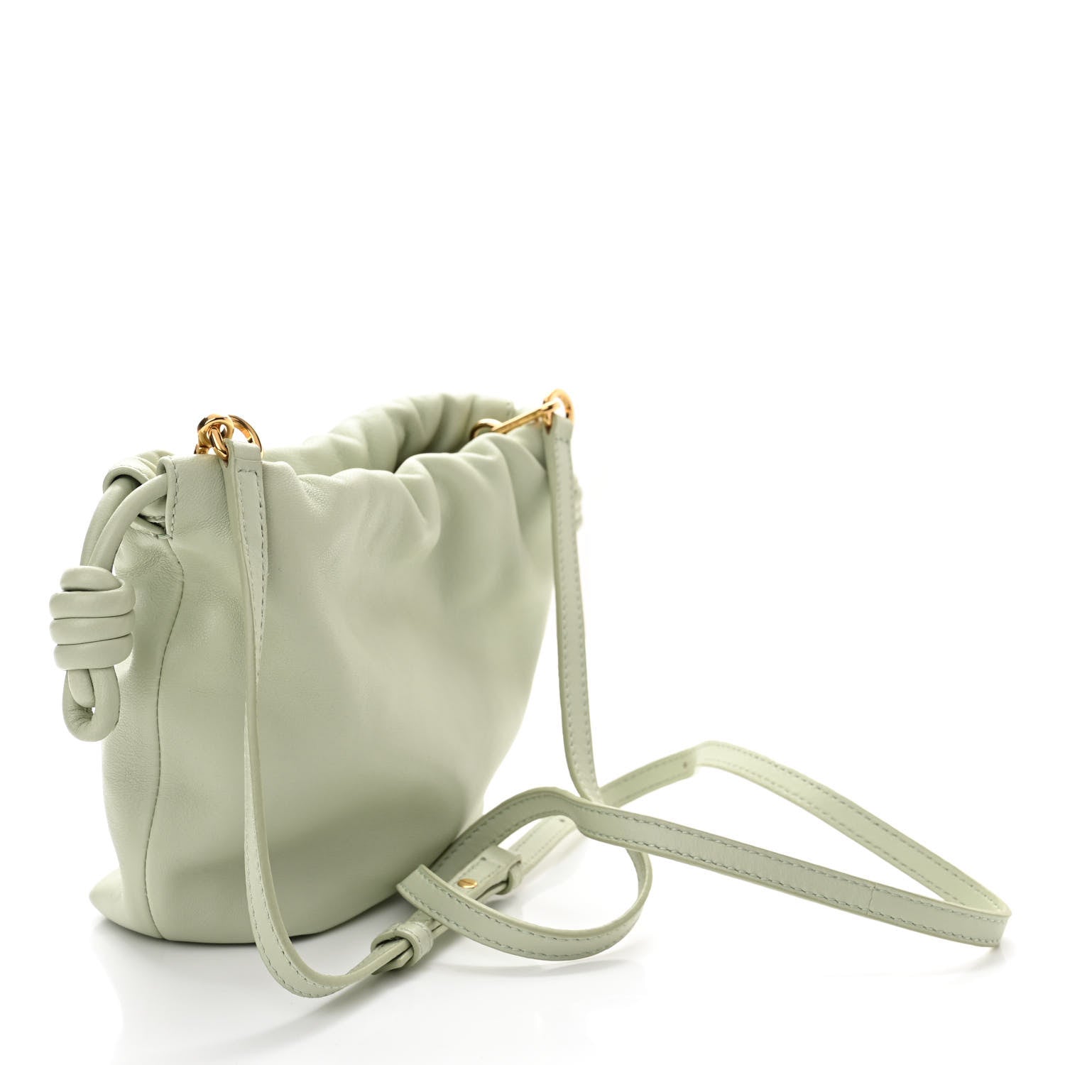 Loewe Mellow Nappa Donut Chain Mini Flamenco Knot Clutch Spring Jade 3 of 12