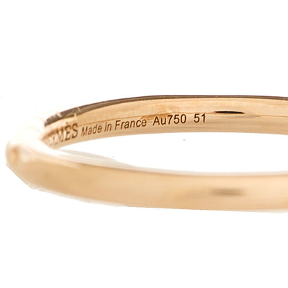 Hermes 18K Rose Gold Diamond Solitaire Petit Jete Ring 51 5.75 6 of 6