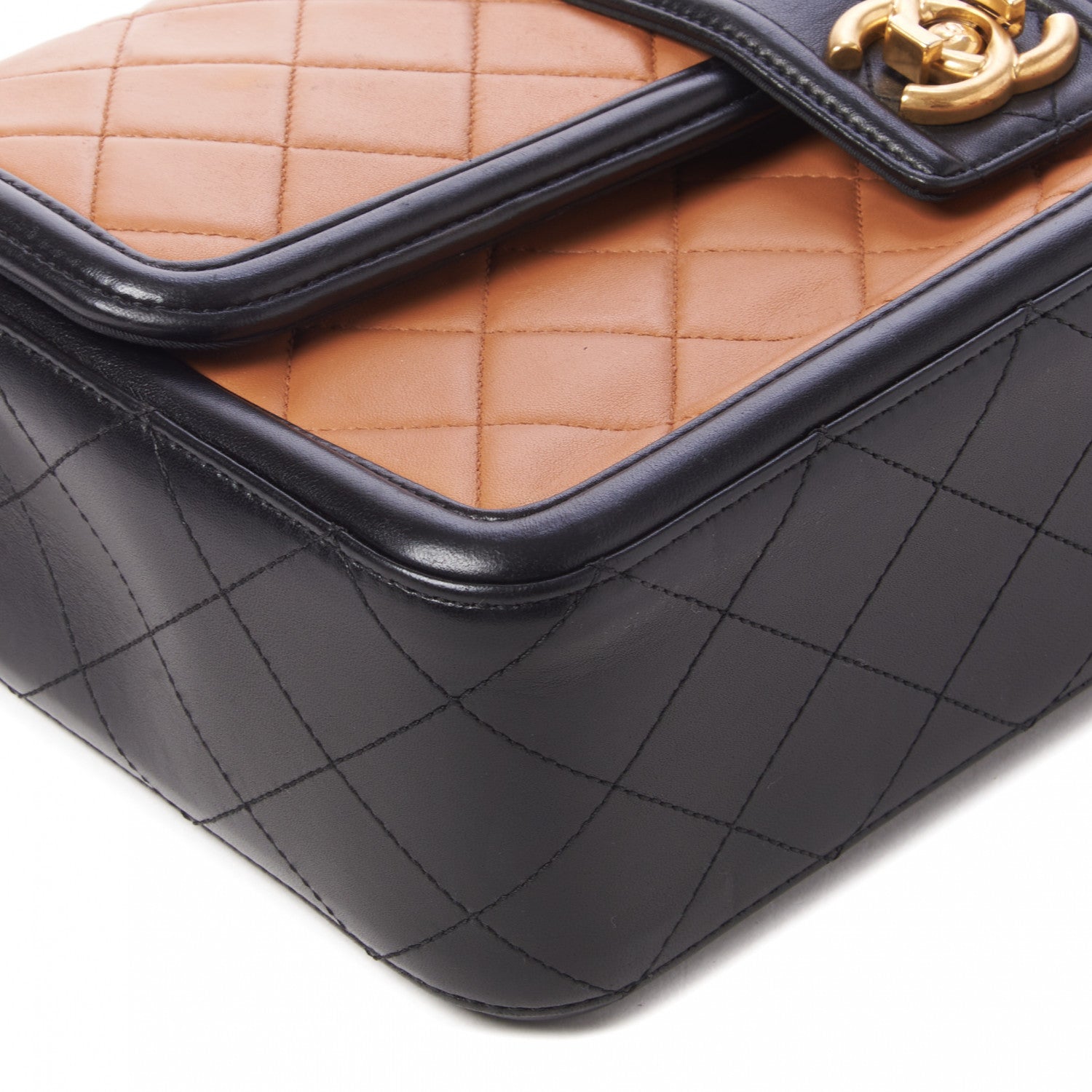 Chanel Lambskin Quilted Large Elegant CC Flap Beige Black 5 of 9