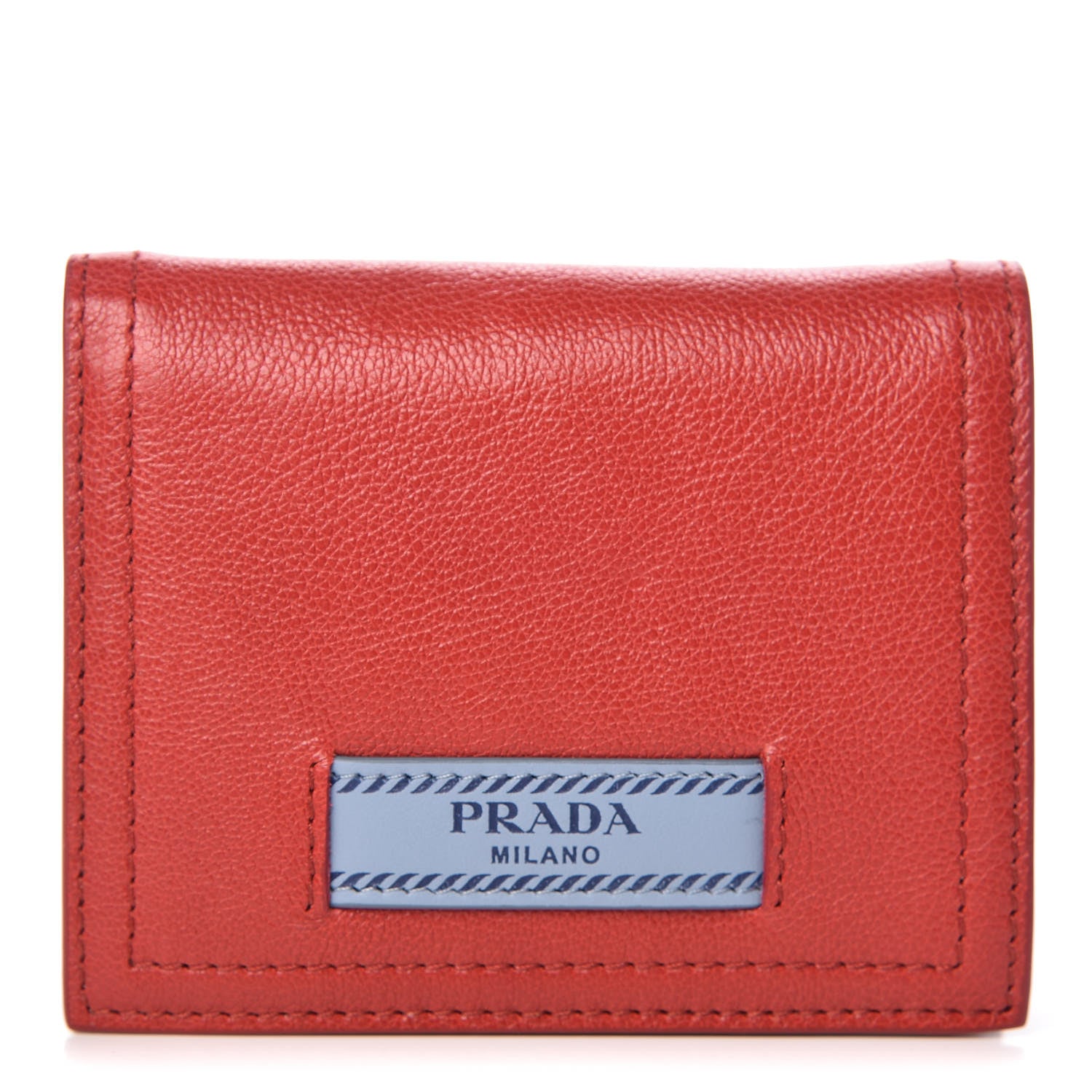 Prada Glace Calfskin City Calfskin Etiquette Compact Wallet Fuoco Astrale 1 of 8