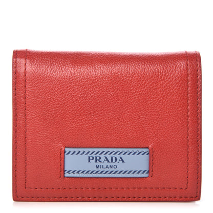 Prada Glace Calfskin City Calfskin Etiquette Compact Wallet Fuoco Astrale 1 of 8