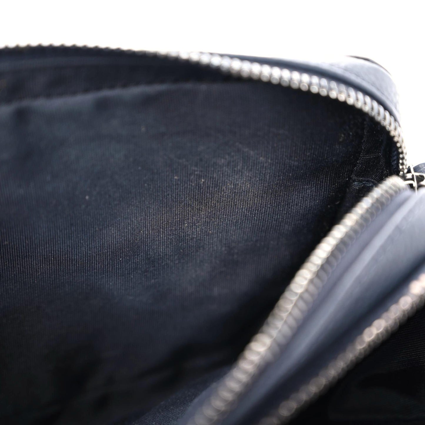 Grained Calfskin Double Zip Crossbody Pouch Blue