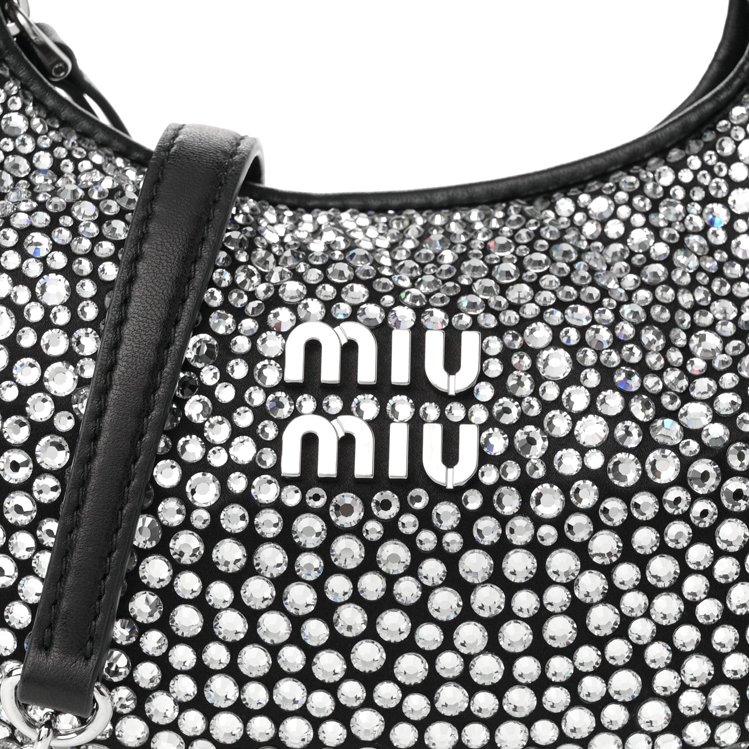 Miu Miu Crystal Silk Starlight Mini Wander Hobo Black 7 of 9