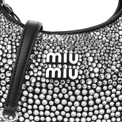 Miu Miu Crystal Silk Starlight Mini Wander Hobo Black 7 of 9
