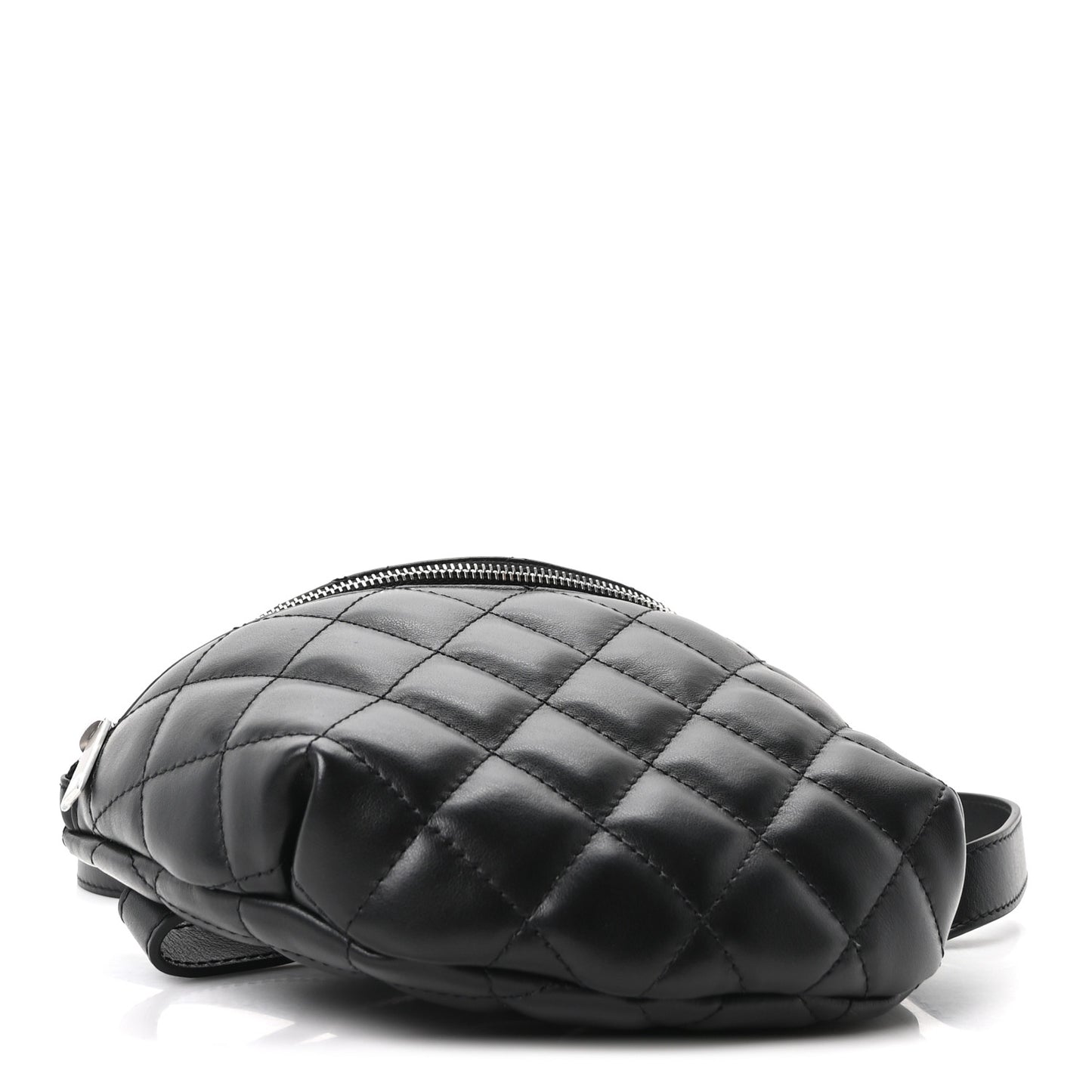 Calfskin Quilted Uniform Waist Belt Bag Black