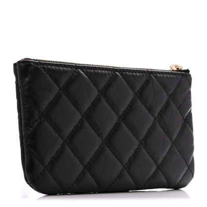 Chanel Aged Calfskin Quilted Small Lucky Charms Cosmetic Case Black 3 of 10