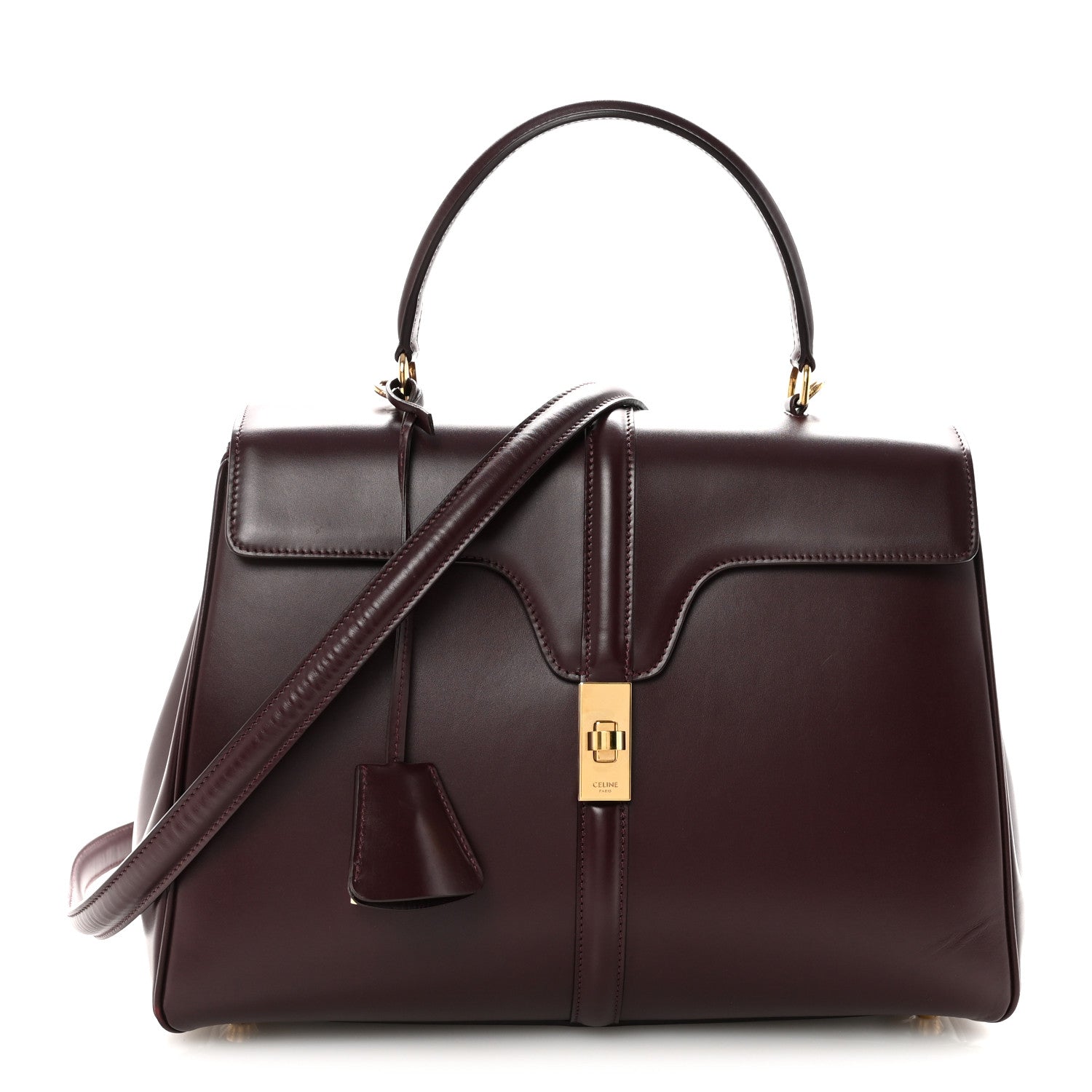 Celine Satinated Calfskin Medium 16 Top Handle Bag Light Burgundy 1 of 10
