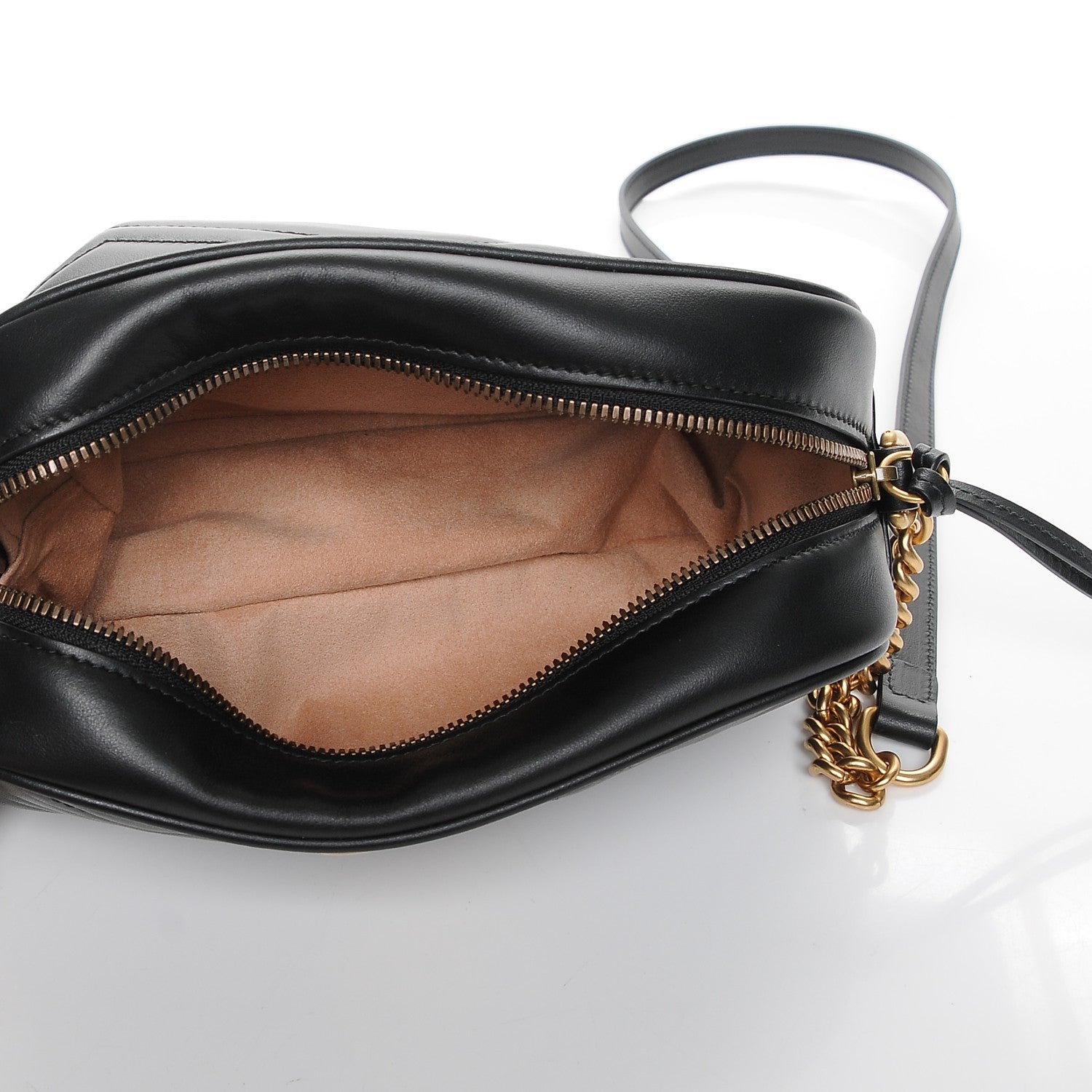 Gucci Calfskin Matelasse Small GG Marmont Chain Shoulder Bag Black 5 of 7