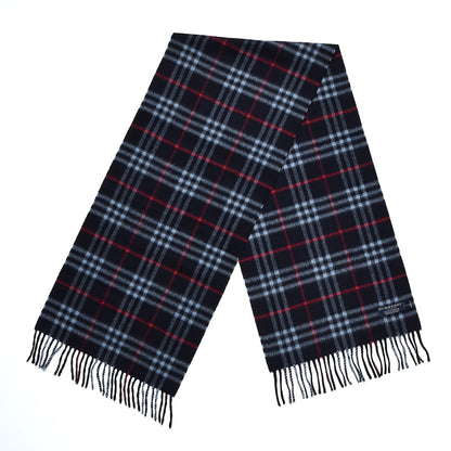 Burberry Cashmere House Check Fringe Scarf Navy 3 of 4