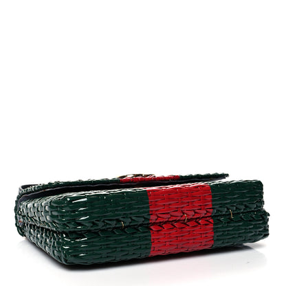 Gucci Glazed Wicker Stripe Small Cestino Shoulder Bag Green 4 of 11