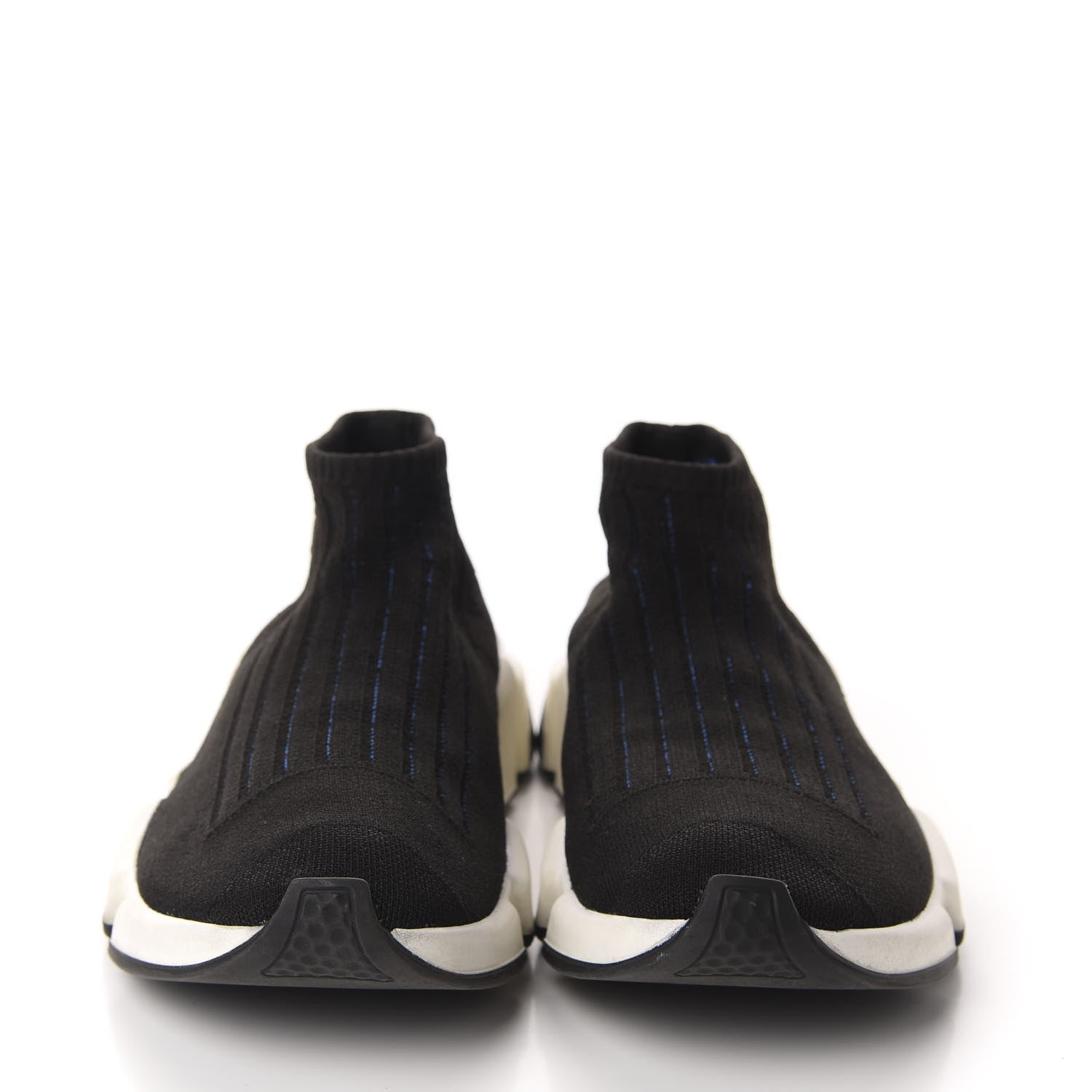 Balenciaga Ribbed Effect Knit Hi Speed Sneakers 40 Black Bleu 2 of 11