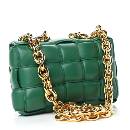 Bottega Veneta Lambskin Maxi Intreccio Padded Chain Cassette Crossbody Bag Racing Green 3 of 12