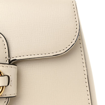 Gucci Glazed Textured Calfskin Mini Horsebit 1955 Top Handle Flap Bag Mystic White 12 of 13