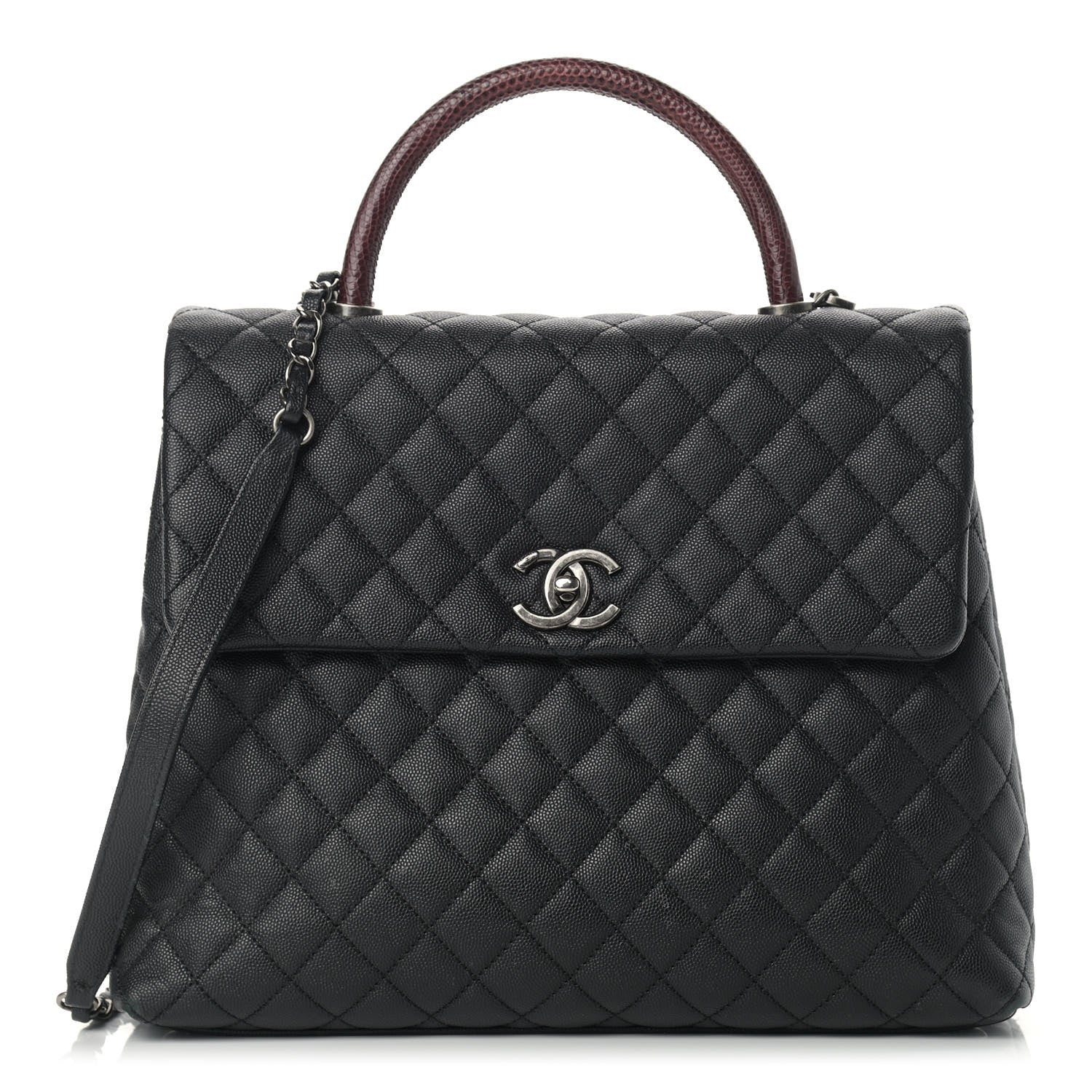 Chanel Caviar Lizard Quilted Large Coco Handle Flap Black 1 of 13