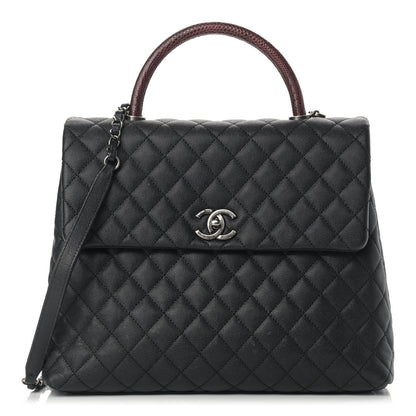 Chanel Caviar Lizard Quilted Large Coco Handle Flap Black 1 of 13