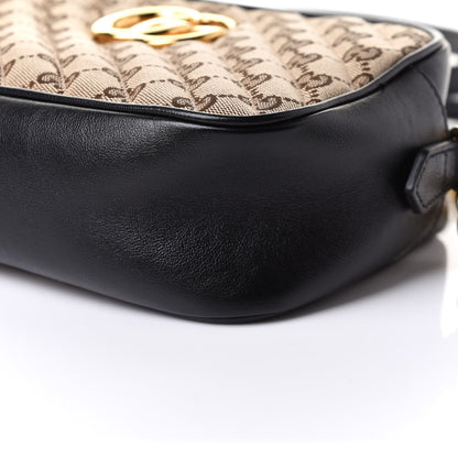 Gucci Monogram Matelasse Diagonal Small GG Marmont Chain Shoulder Bag Beige Black 11 of 11
