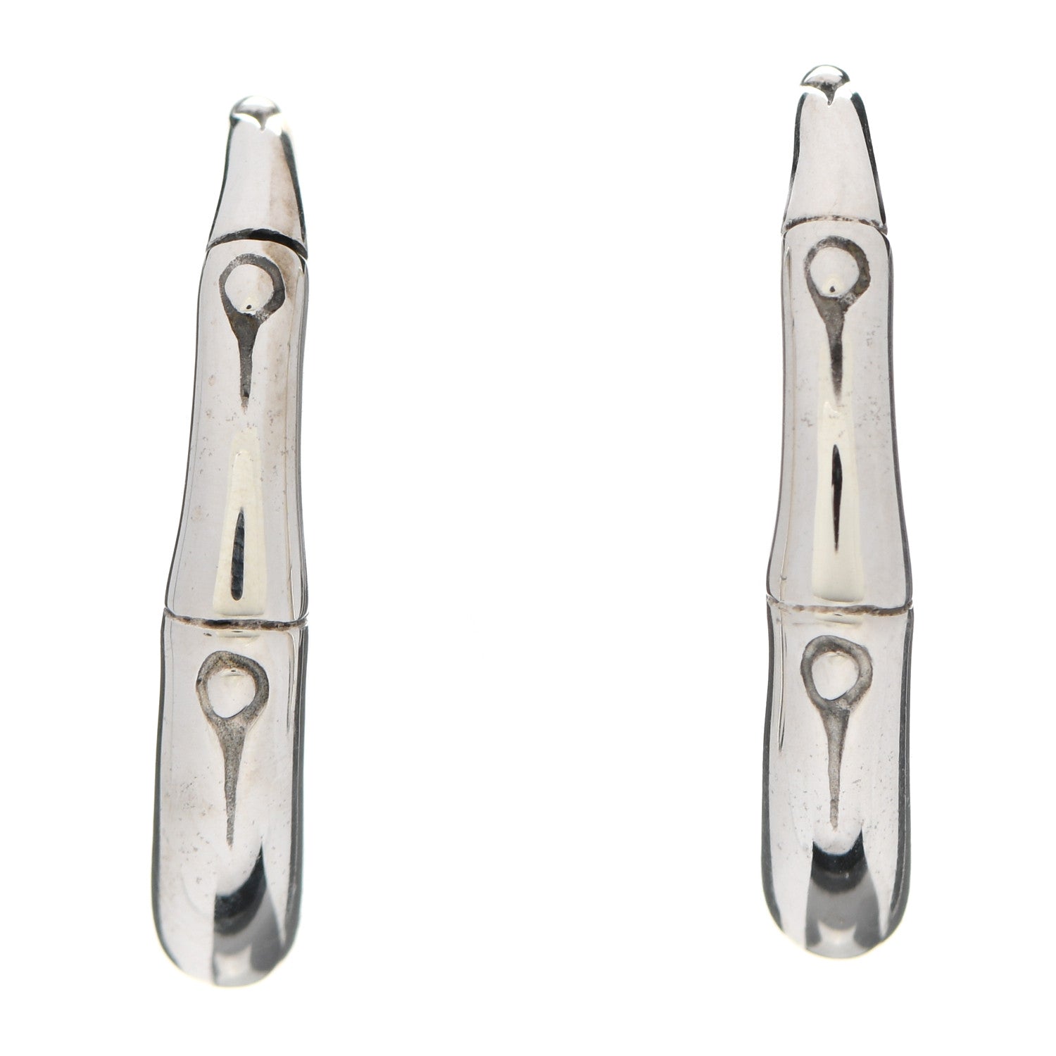 John Hardy Sterling Silver Small Bamboo Drop Hoop Earrings 1 of 4