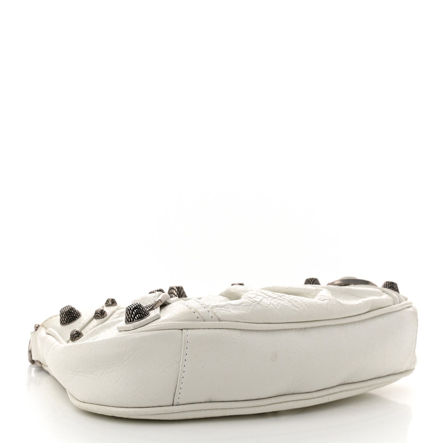 Extra Supple Calfskin Crocodile Embossed Le Cagole Mini Purse With Chain White