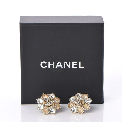 Chanel Crystal CC Flower Earrings Gold 5 of 5