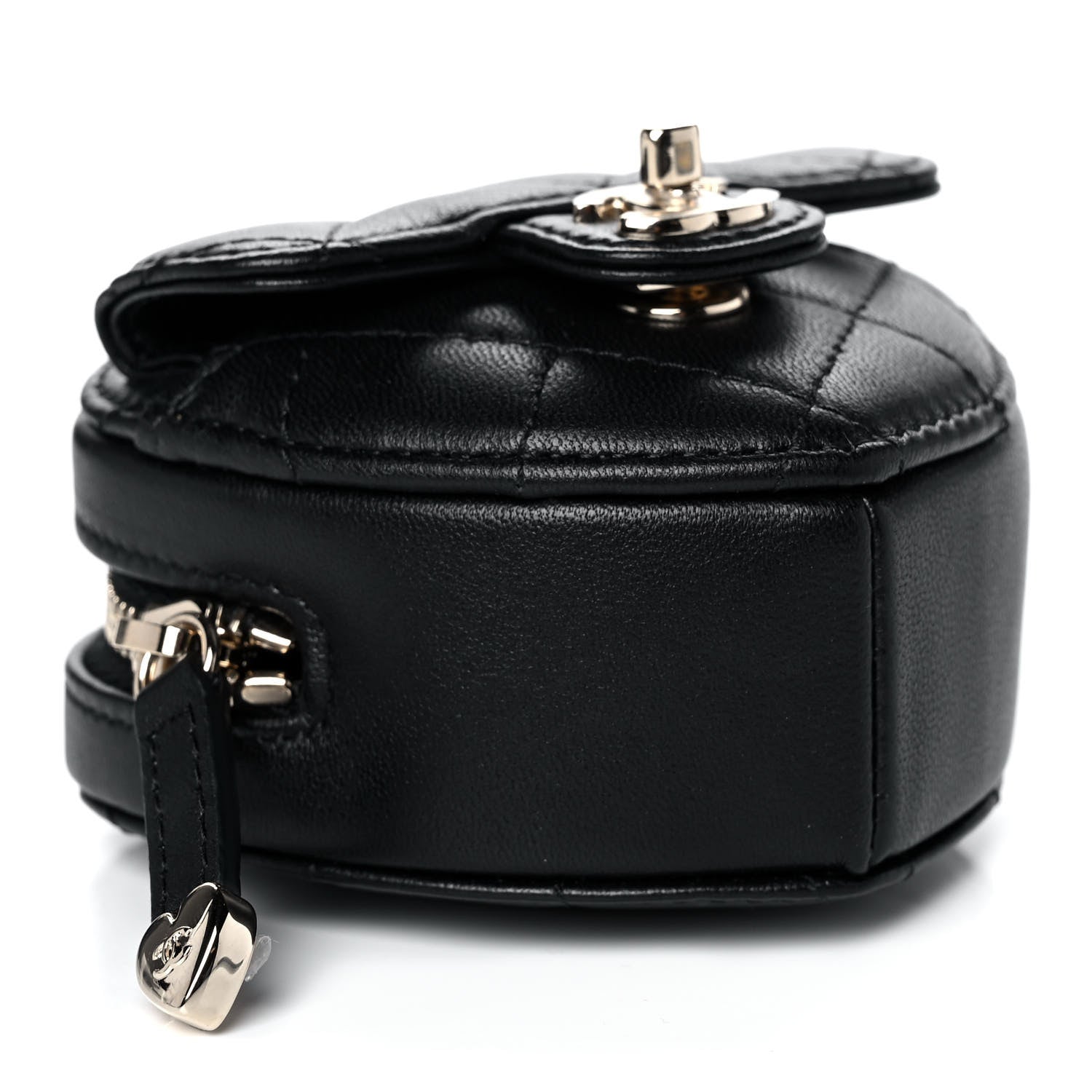 Chanel Lambskin Quilted CC In Love Heart Coin Purse With Chain Black 3 of 10