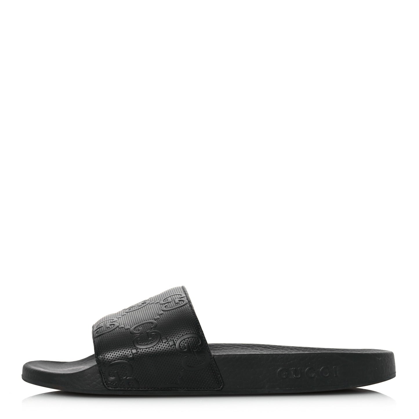 Rubber GG Monogram Mens Slide Sandals 11 Black