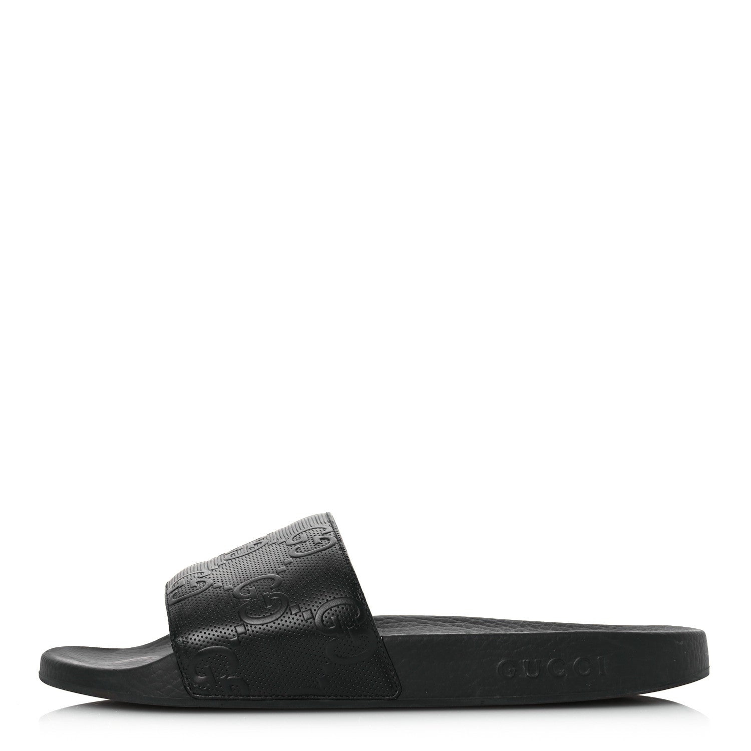 Gucci Rubber GG Monogram Mens Slide Sandals 11 Black 1 of 11