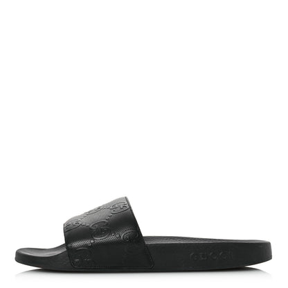Gucci Rubber GG Monogram Mens Slide Sandals 11 Black 1 of 11