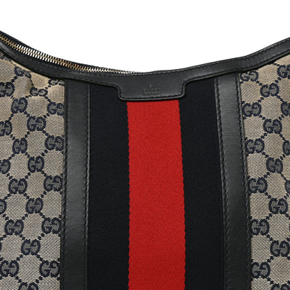 Gucci Monogram Vintage Web Medium Hobo Navy 8 of 11