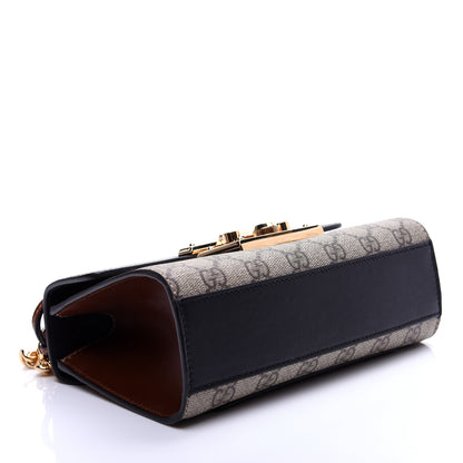 Gucci GG Supreme Monogram Calfskin Small Padlock Shoulder Bag Beige Black Cuir 4 of 13