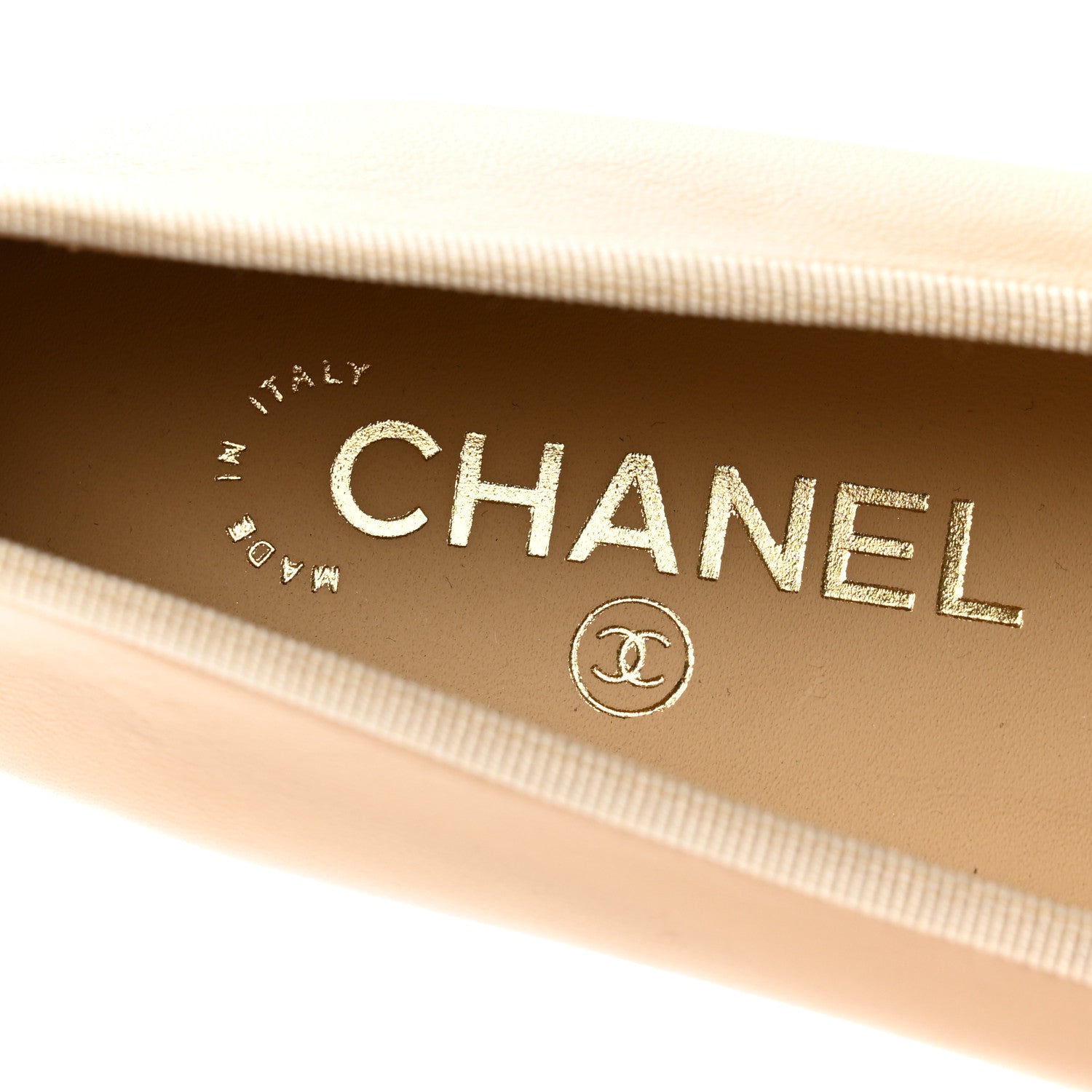 Chanel Lambskin Cap Toe CC Ballerina Flats 36 Beige Black 7 of 9