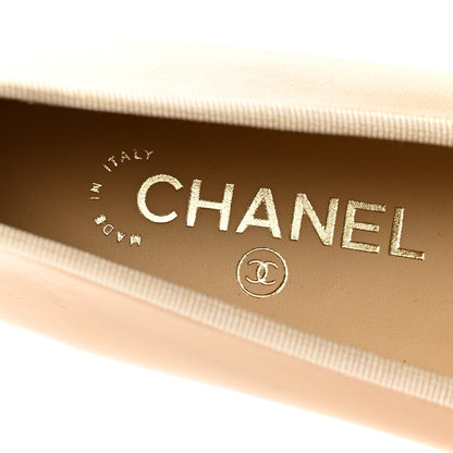 Chanel Lambskin Cap Toe CC Ballerina Flats 36 Beige Black 7 of 9