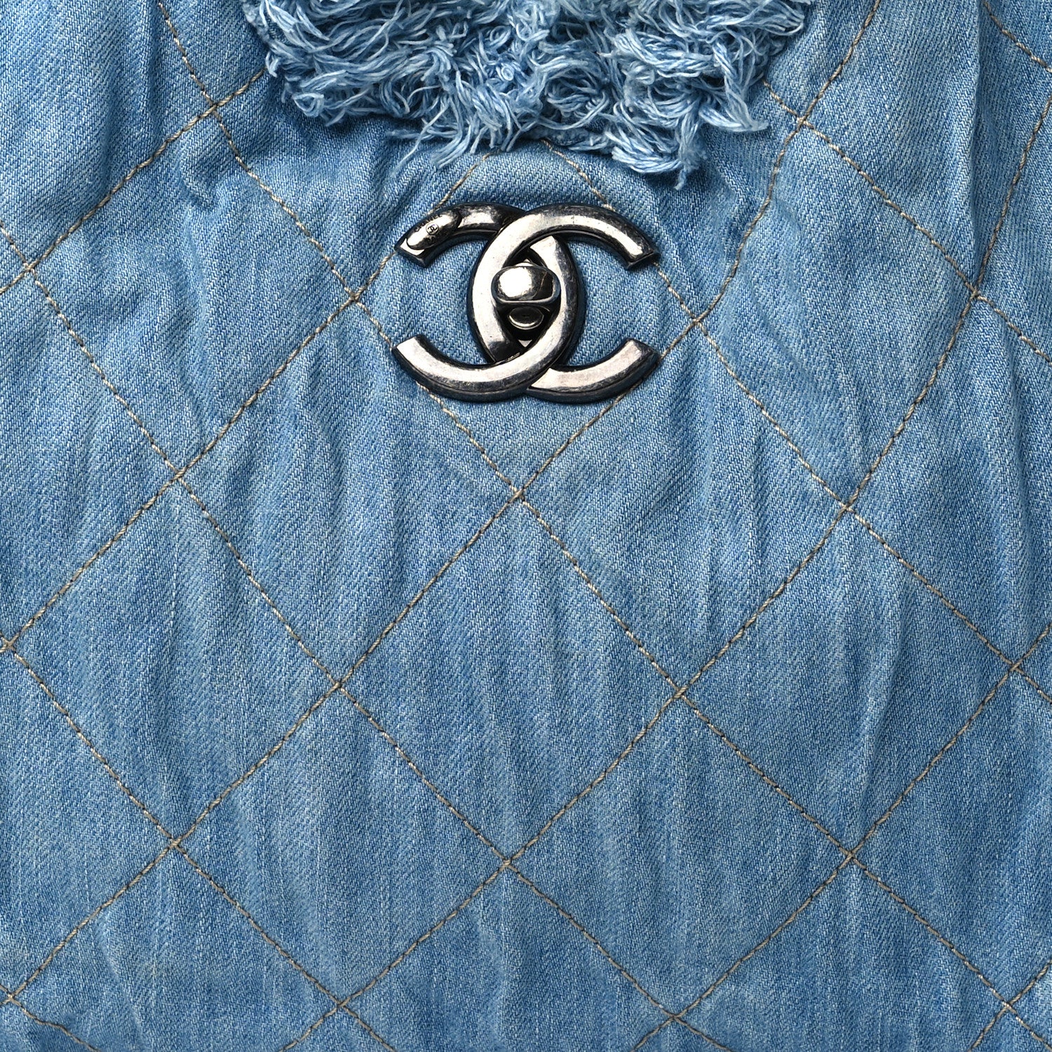 Chanel Denim Quilted Chain Hobo Light Blue 8 of 10