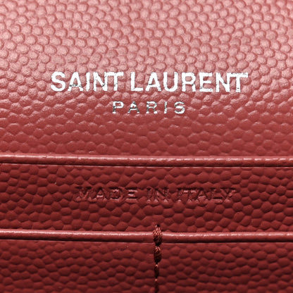 Saint Laurent Grain De Poudre Matelasse Chevron Monogram Chain Wallet Blush Fonce 6 of 9