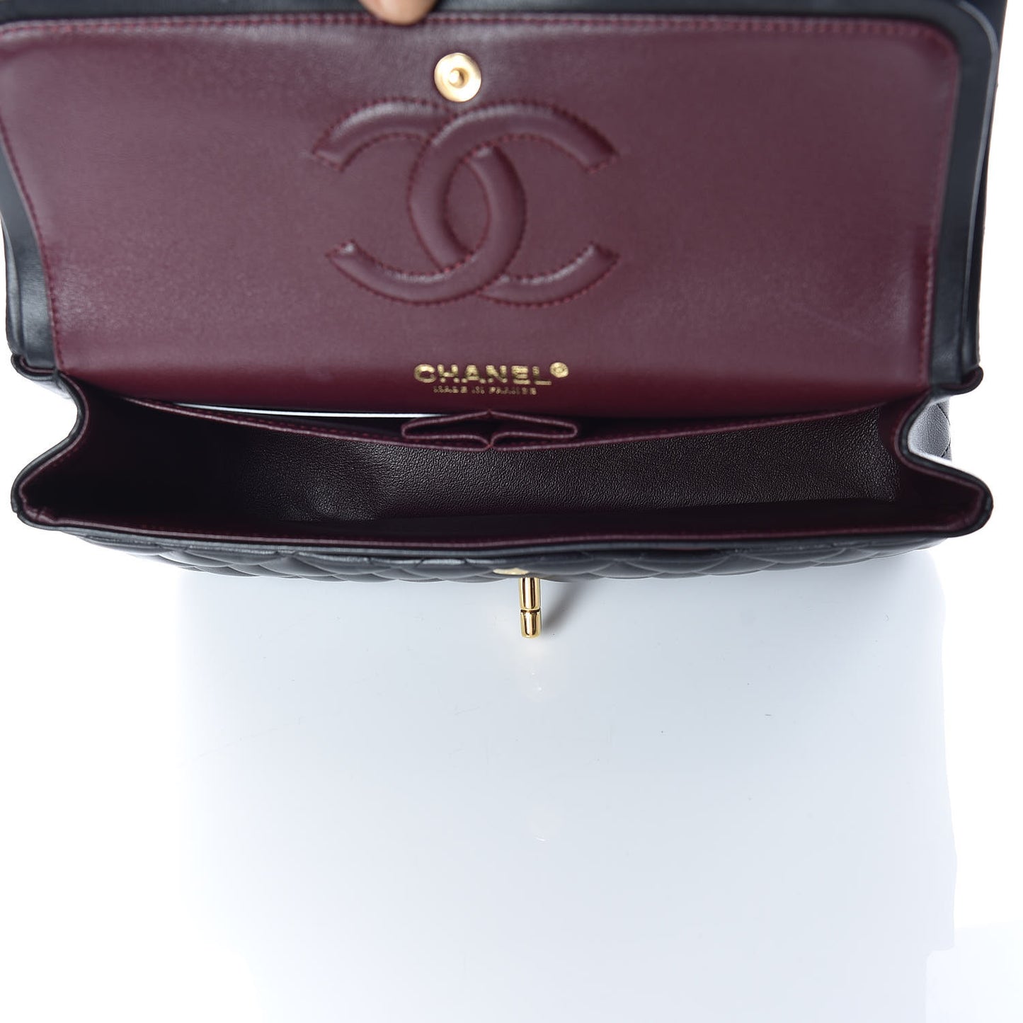 Lambskin Quilted Medium Double Flap Black