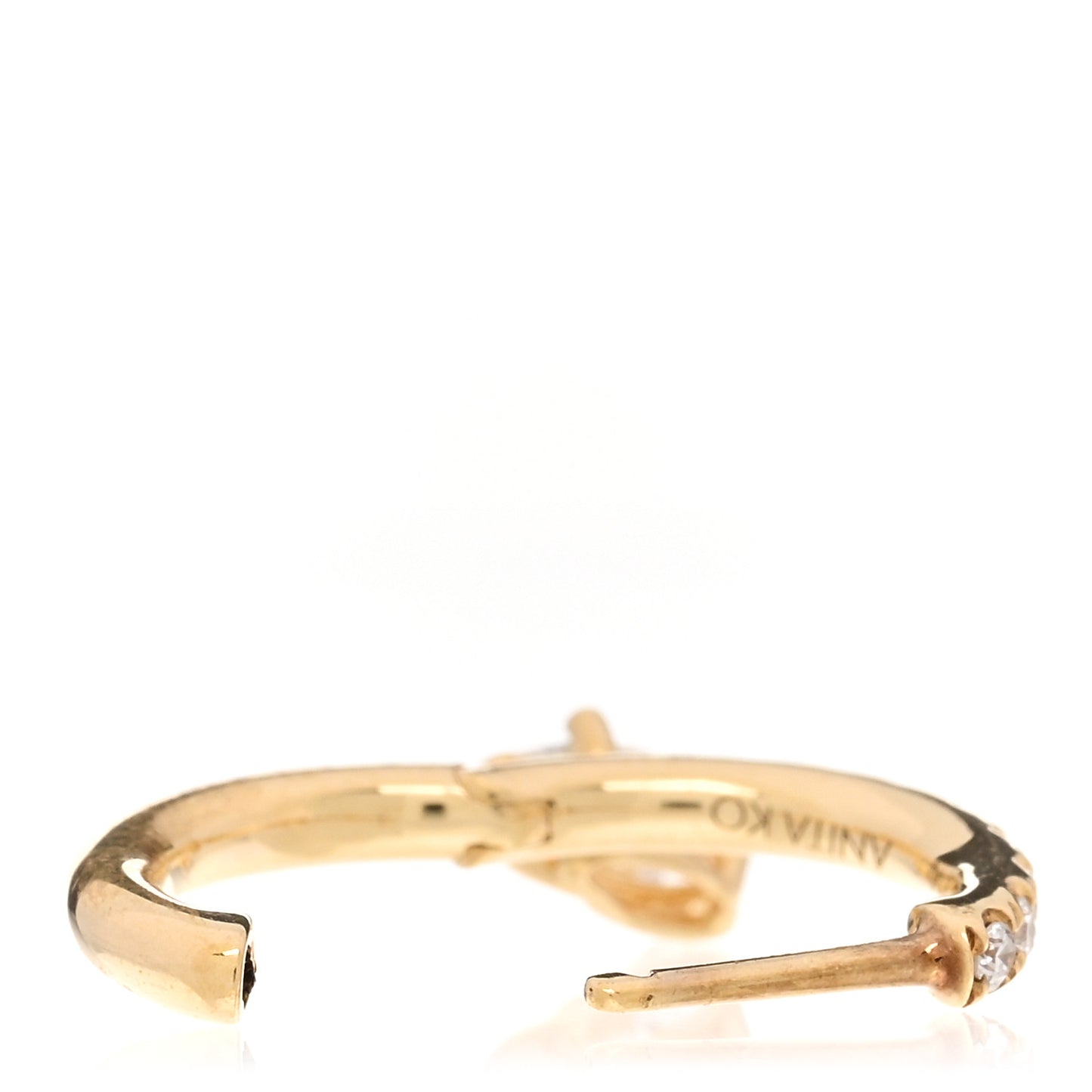 18K Yellow Gold Diamond Single Marquise Huggie Drop Earring