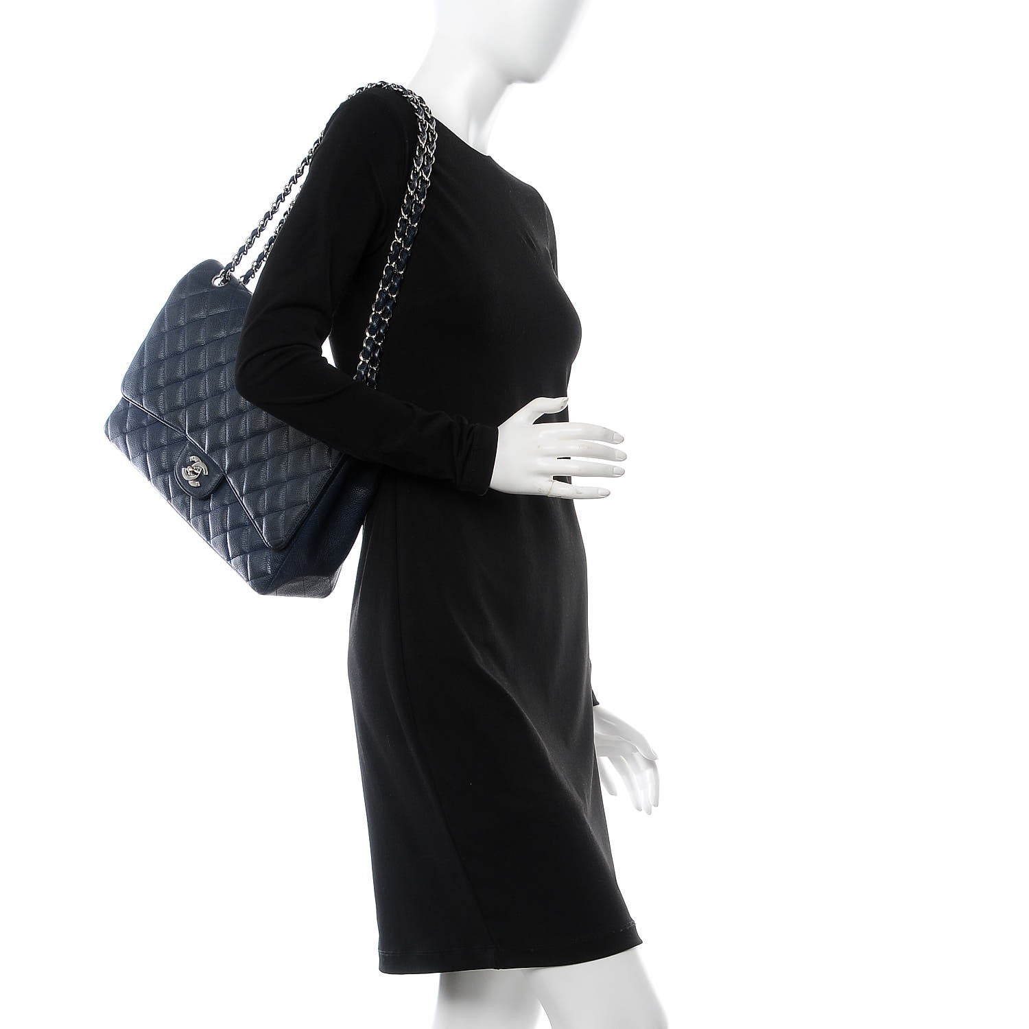 Chanel Caviar Quilted Maxi Single Flap Navy 2 of 16