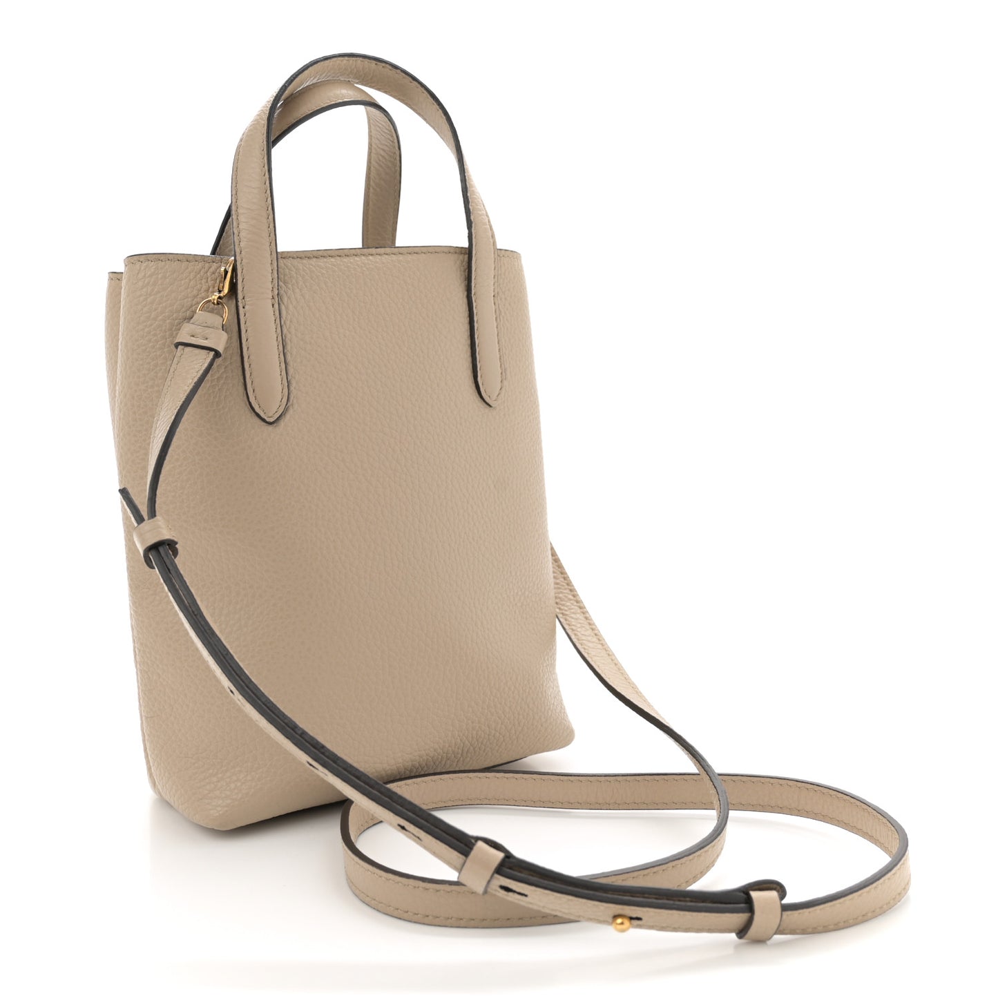 Tumbled Calfskin Gancini Mini Bag Beige