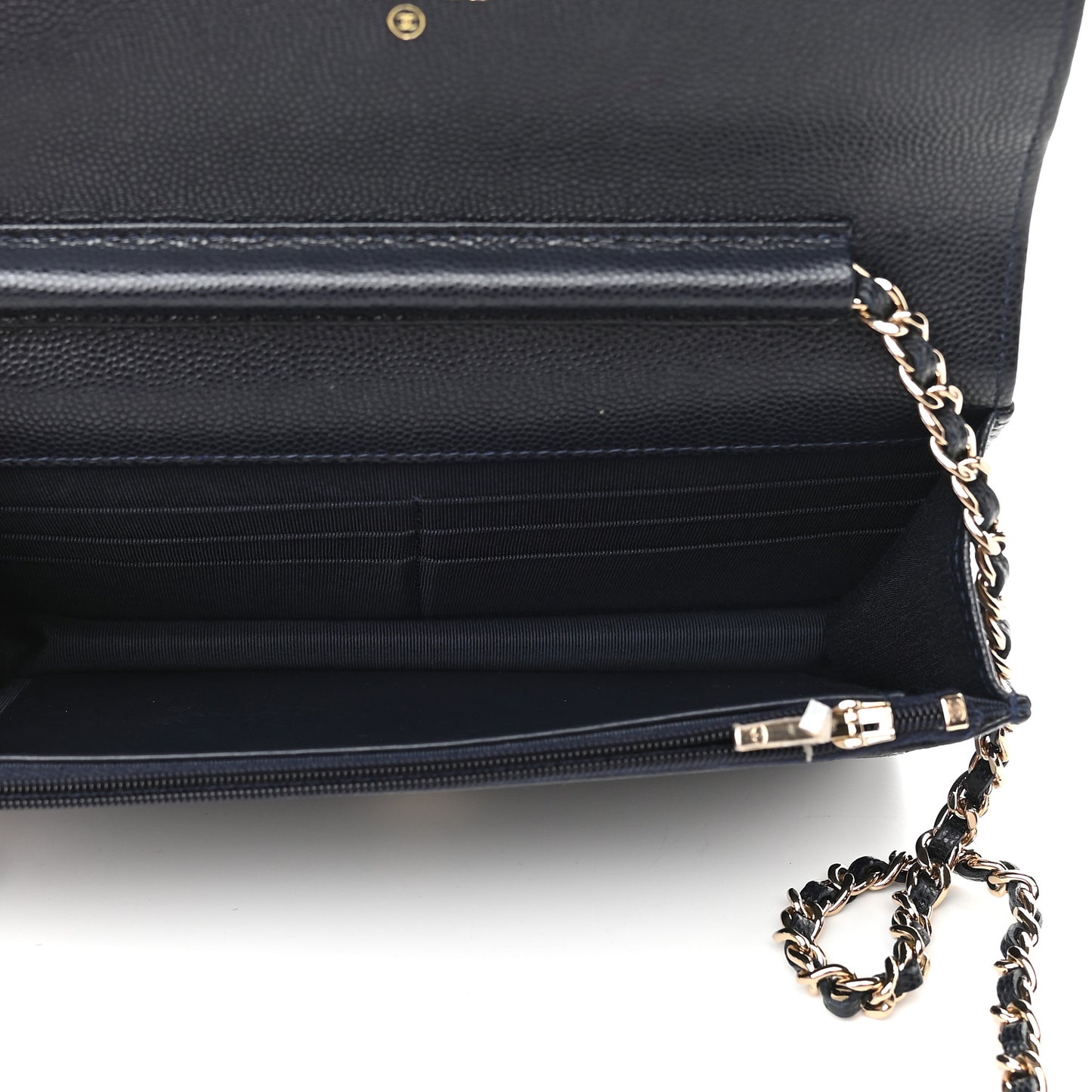 Caviar Quilted Wallet On Chain WOC Navy Blue