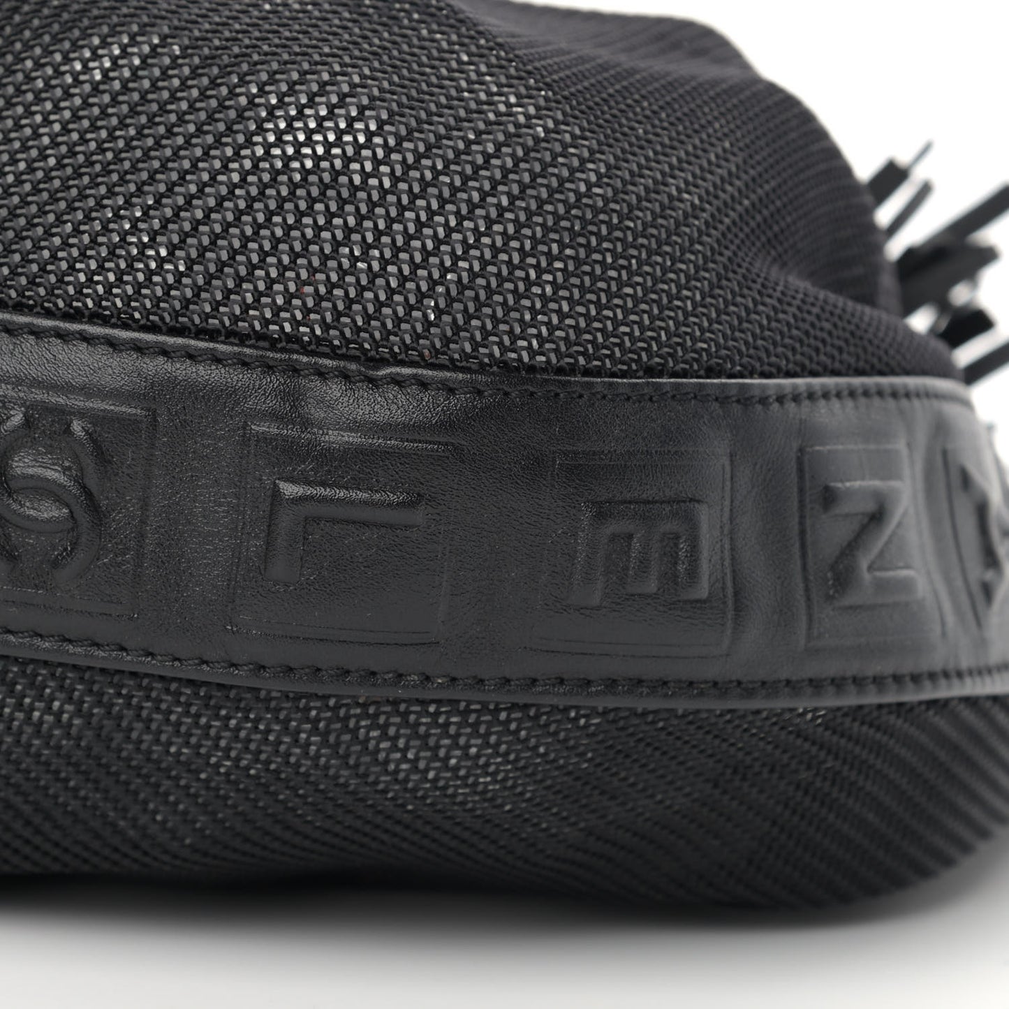 Mesh Calfskin Sport Tassel Hobo Black