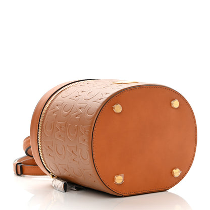 MCM Calfskin Embossed Monogram Cylinder Crossbody Bag Cognac 4 of 9