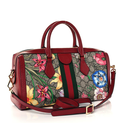 Gucci GG Supreme Monogram Flora Web Medium Ophidia Boston Red 3 of 11