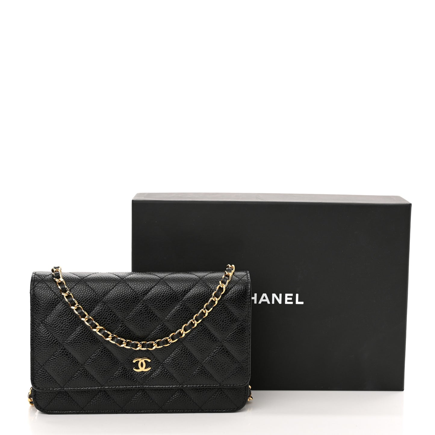 Caviar Quilted Wallet On Chain WOC Black