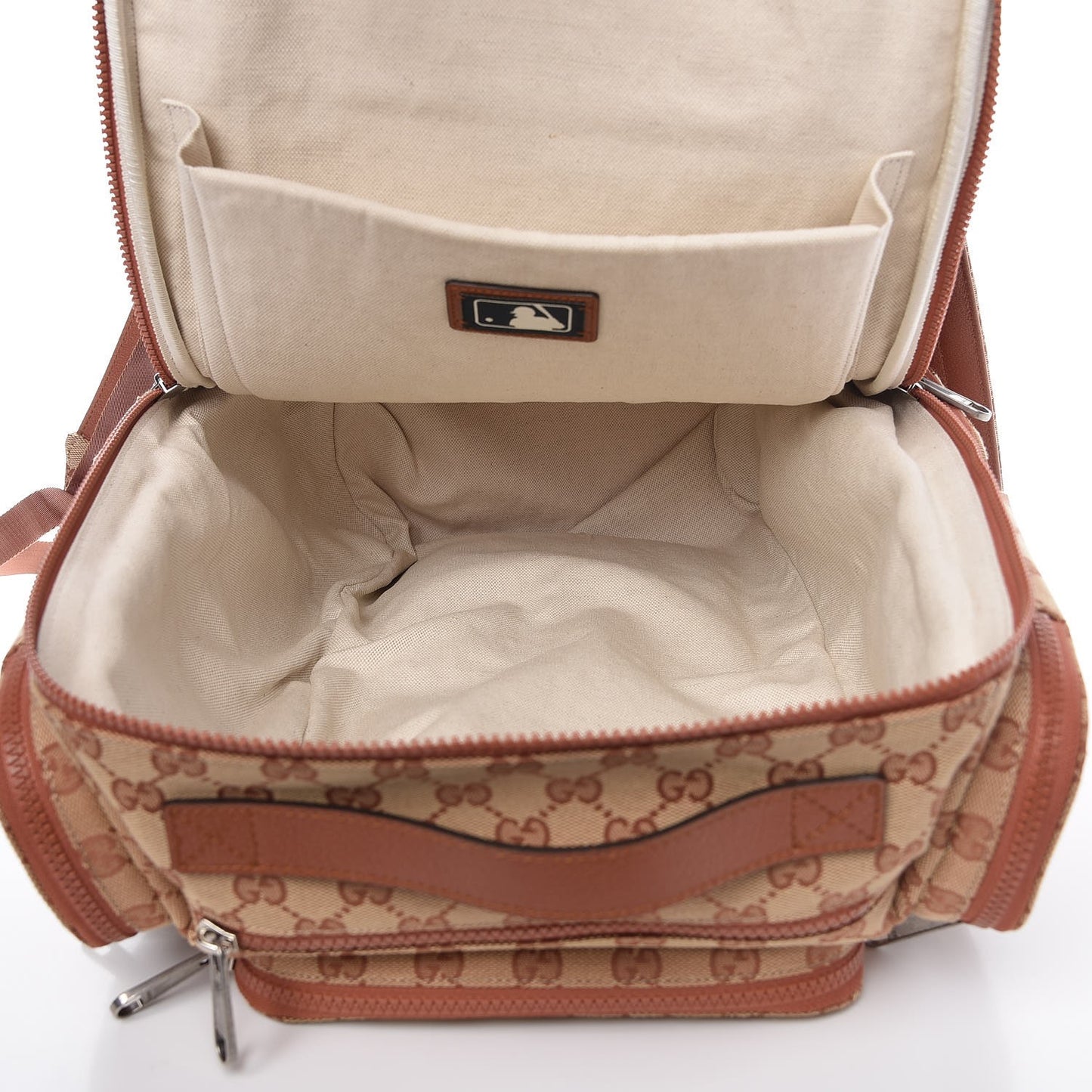 X MLB GG Monogram LA Dodgers Large Backpack Beige Ruggine Ivory
