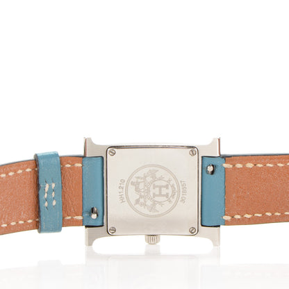 Hermes Stainless Steel Swift 21mm Heure H Hour Quartz Watch Blue Jean 8 of 8