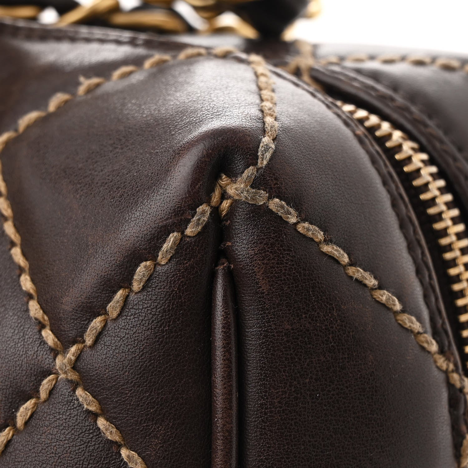 Chanel Calfskin Wild Stitch Chain Bag Brown 11 of 11