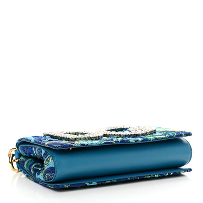 Dolce & Gabbana Brocade Crystal Embellished DG Girls Shoulder Bag Blue 4 of 11