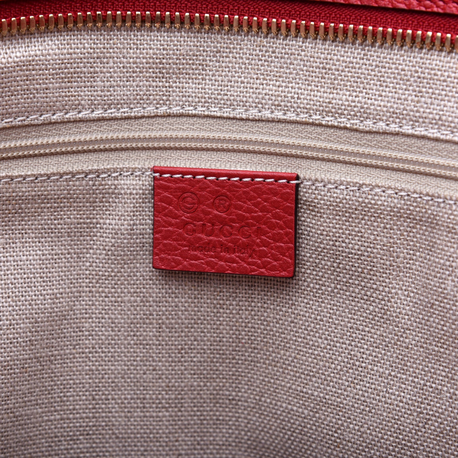 Gucci Monogram Bree Zippered Tote Beige Red 8 of 12
