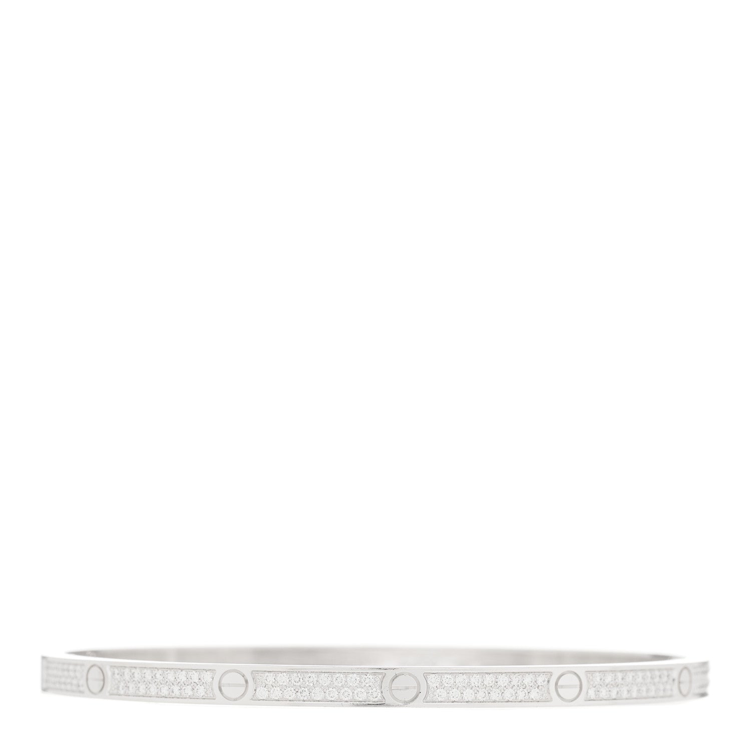 Cartier 18K White Gold Diamond Small LOVE Paved Bracelet 18 1 of 5
