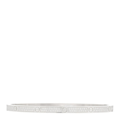 Cartier 18K White Gold Diamond Small LOVE Paved Bracelet 18 1 of 5