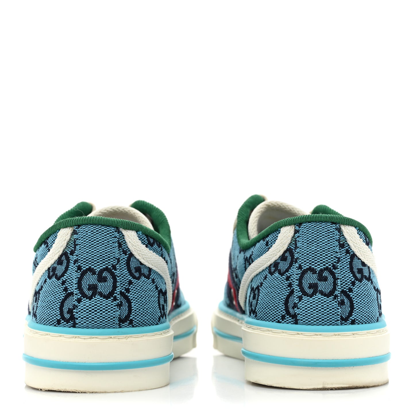 GG Monogram Multicolor Web Womens 1977 Tennis Sneakers 35 Light Blue Mystic White